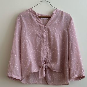 NWT Elodie Pink and White Polka Dot Shirt Large